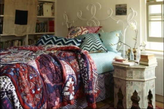 zascomfortable-boho-chic-bedroom-with-soft-blue-double-bed-and-unique-classic-night-table-also-beautiful-white-flowers-and-cool-white-book-shelves